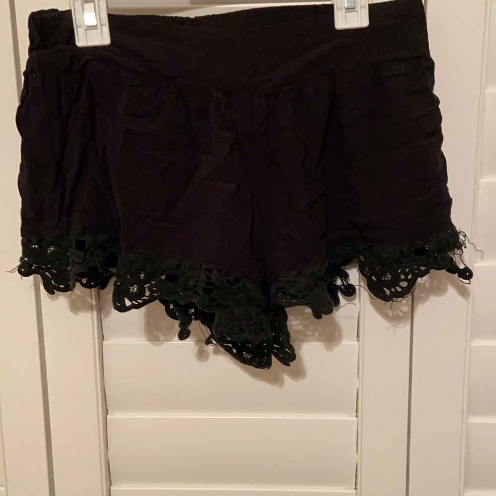 simple comfy black shorts with lace bottom